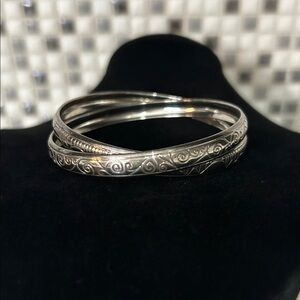 Brighton Intertwined Silver Engraved Bangle Bracelet